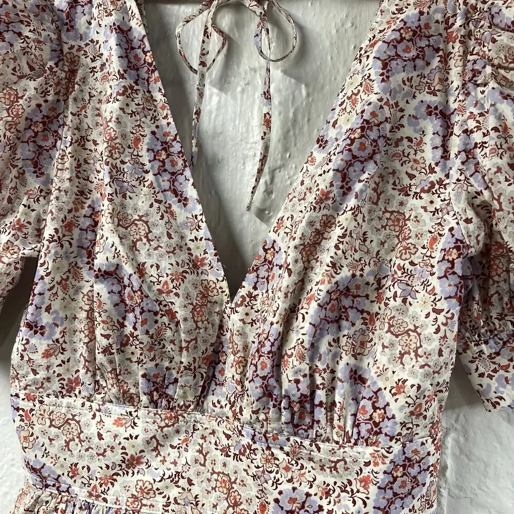 J Crew Collection Puff Sleeve Peplum Top Size 00 Floral Print